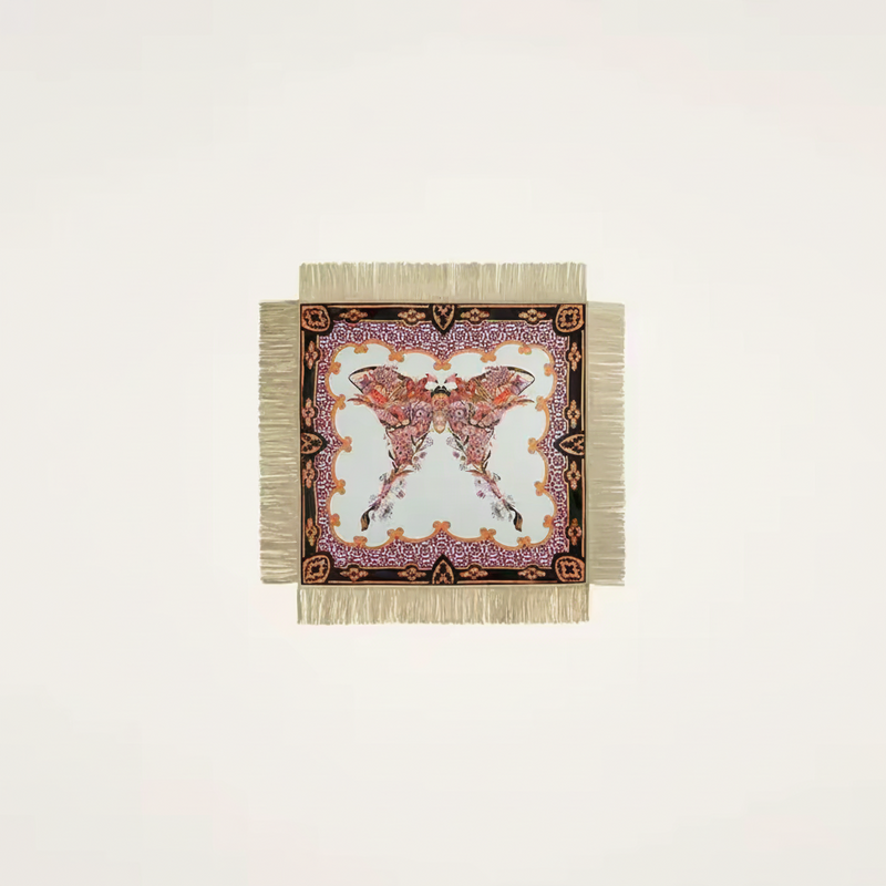 Butterfly Moth Print Tassel Scarf