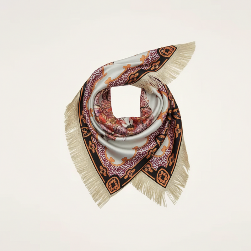 Butterfly Moth Print Tassel Scarf