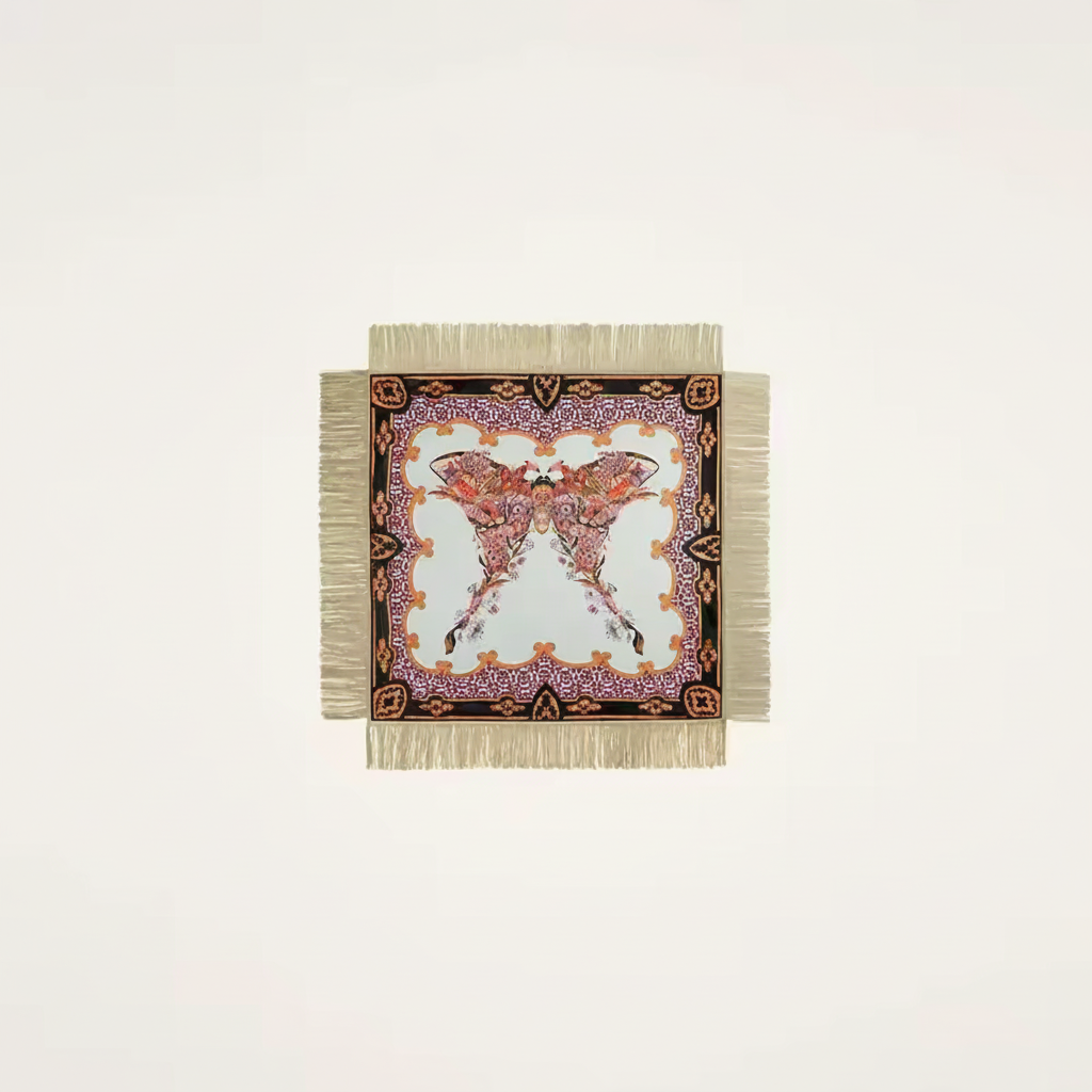 Butterfly Moth Print Tassel Scarf