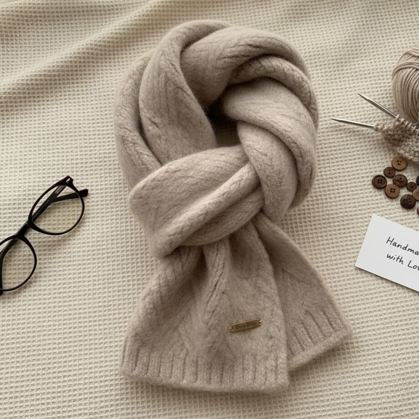 Ribbed cashmere scarf detail