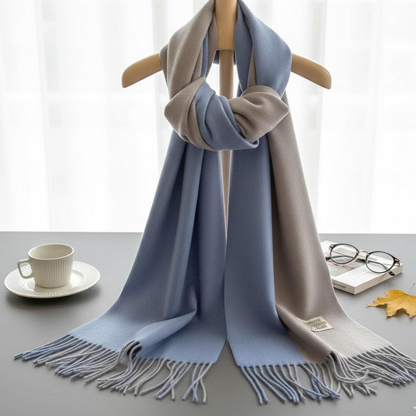 Chunky cashmere scarf detail