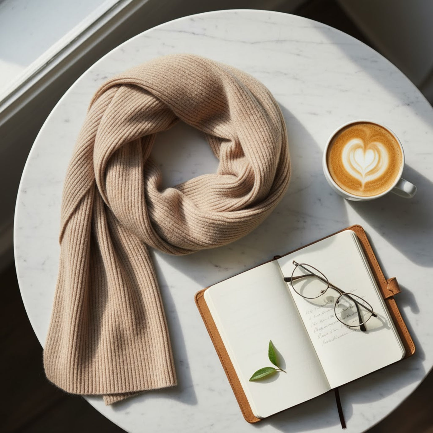 Cashmere knit scarf detail